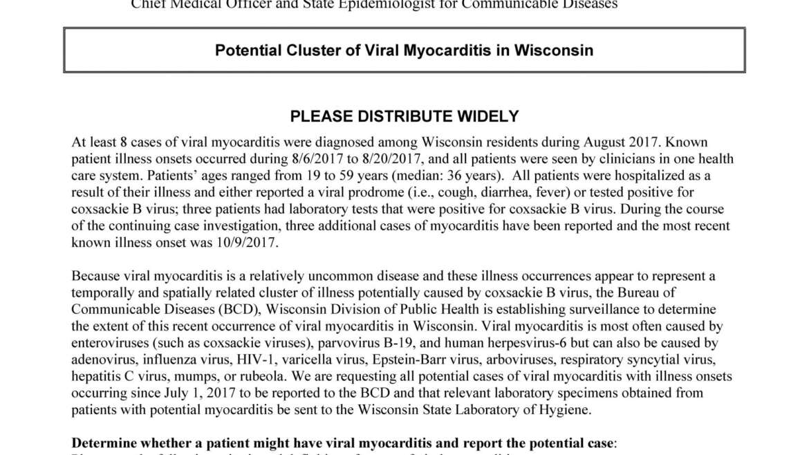 Potential Cluster of Viral Myocarditis in Wisconsin!