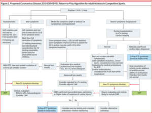 Chart showing COVID Return-To- Play Algorithm for Adult Athletes Diagram
