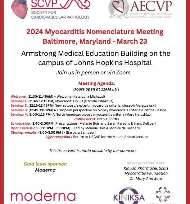 2024 Myocarditis Nomenclature Meeting Baltimore, Maryland on March 23rd